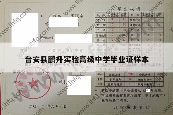 台安县鹏升实验高级中学毕业证样本